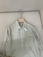 Weißes Baumwoll-Langarmshirt mit Tasche – Herren