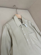 Weißes Baumwoll-Langarmshirt mit Tasche – Herren