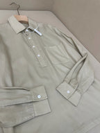 Weißes Baumwoll-Langarmshirt mit Tasche – Herren