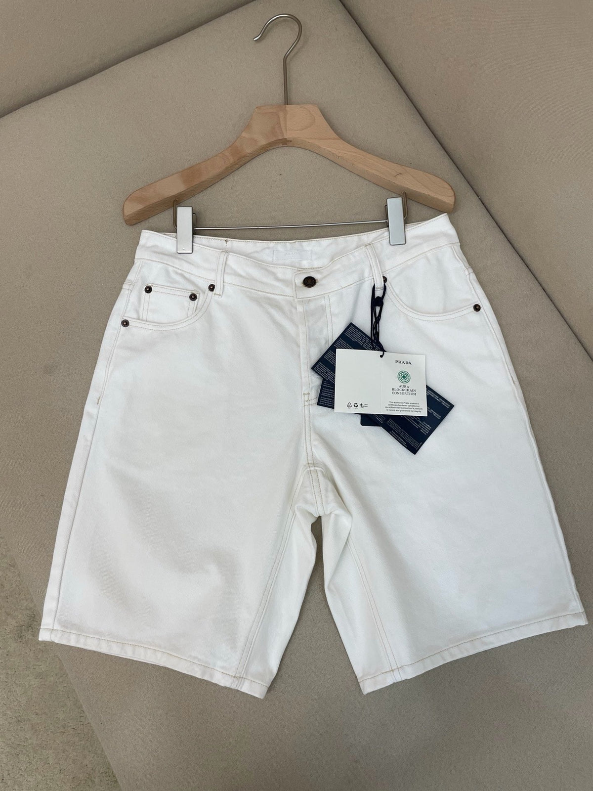 White Denim Logo Straight - Women's