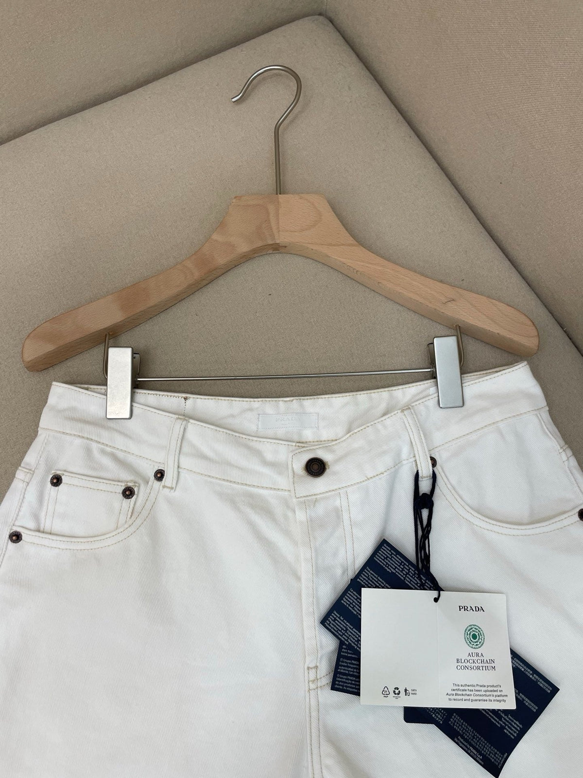 White Denim Logo Straight - Women's