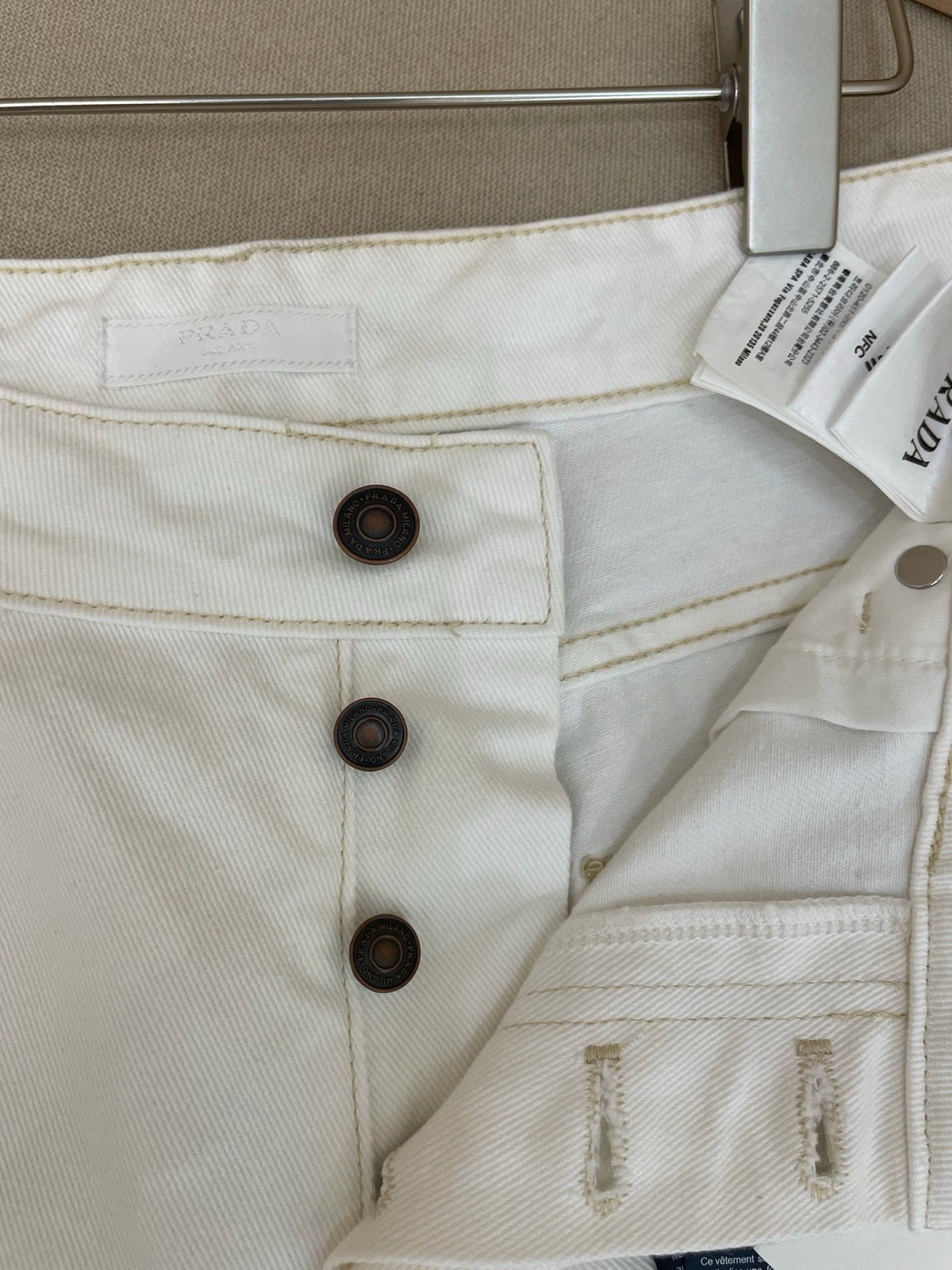White Denim Logo Straight - Women's