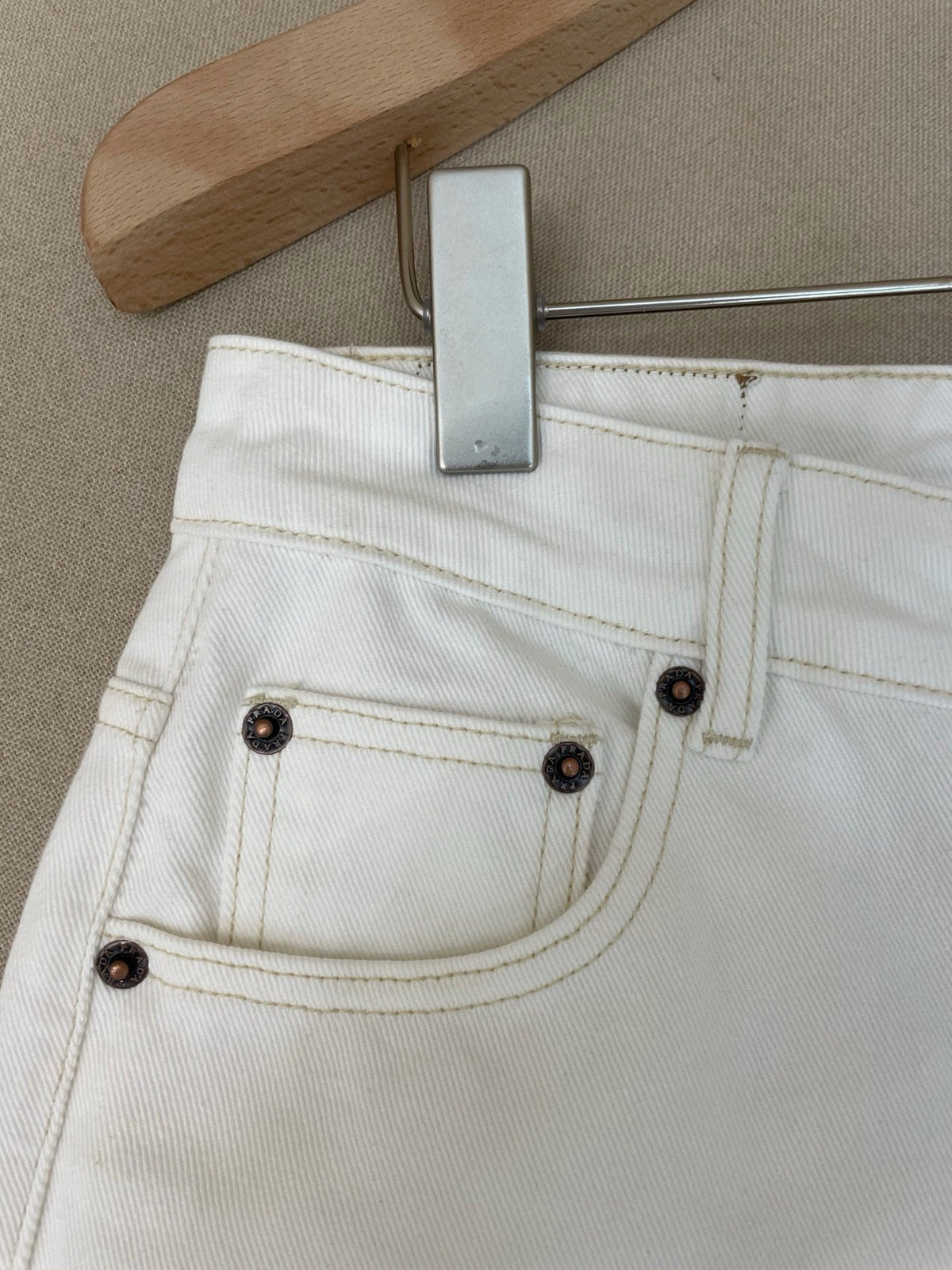 White Denim Logo Straight - Women's
