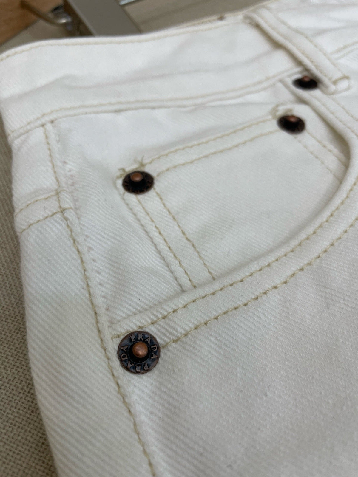 White Denim Logo Straight - Women's