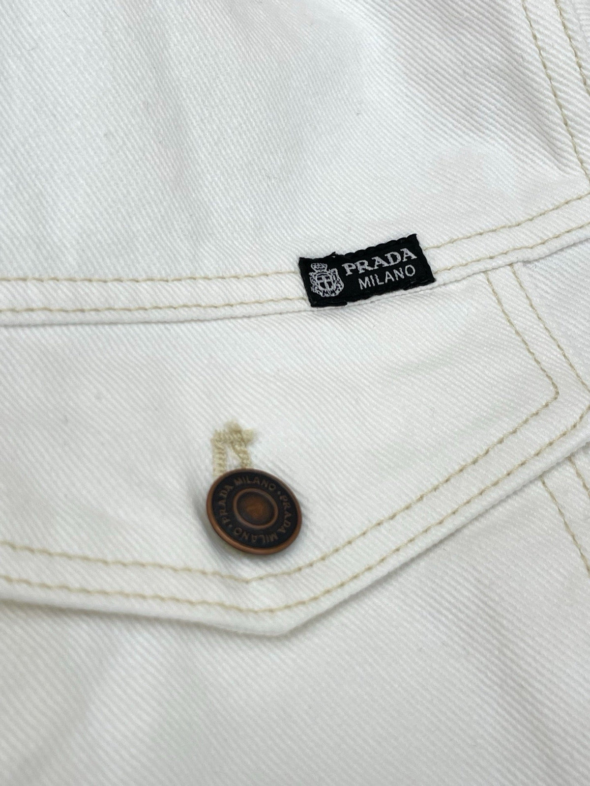 White Denim Contrast Collar Trucker - Men's