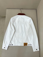 Weiße Jeansjacke mit Kontrastkragen – Herren
