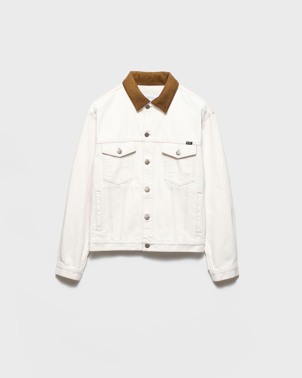 Weiße Jeansjacke mit Kontrastkragen – Herren