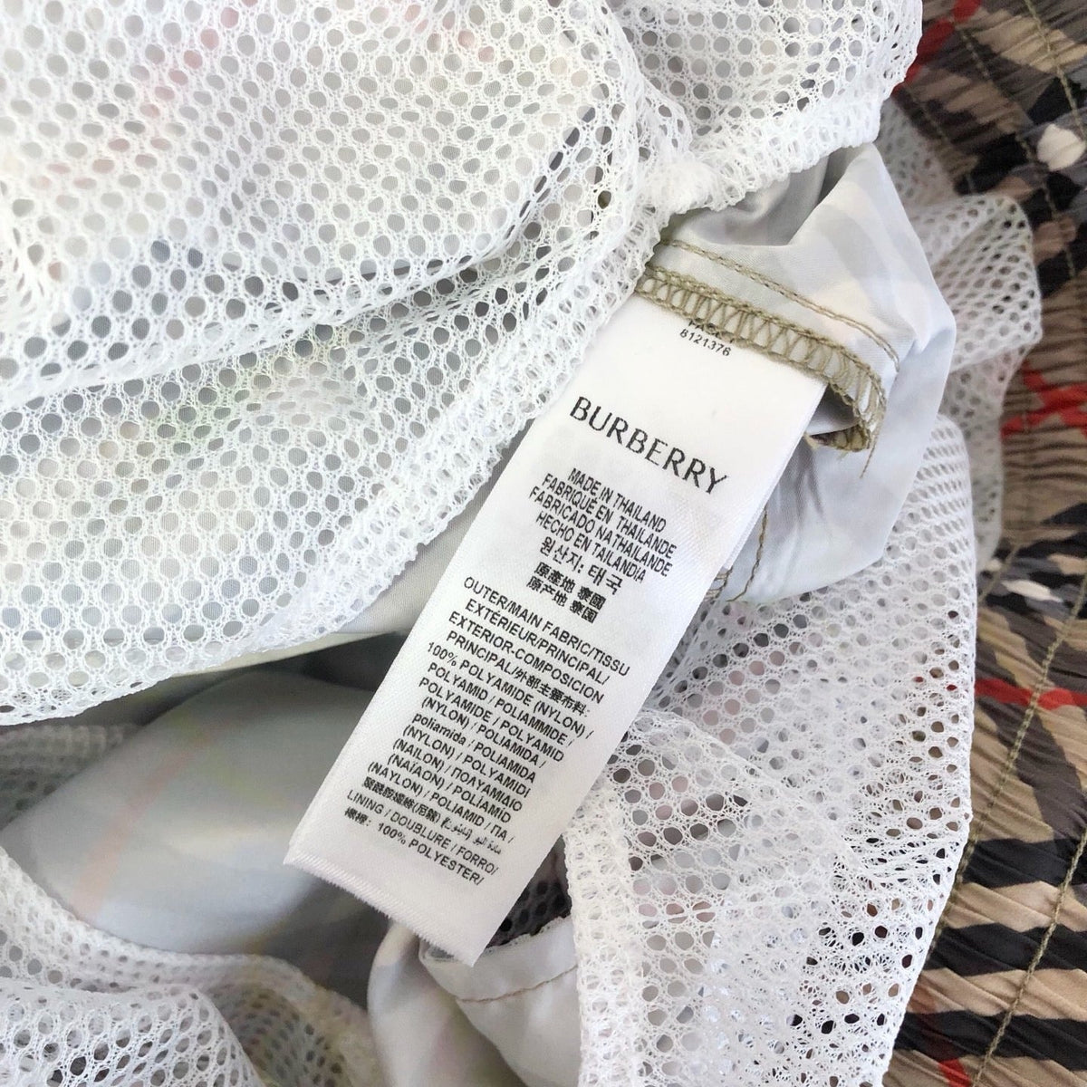 Graue Nylon-Badehose mit Karomuster – Herren