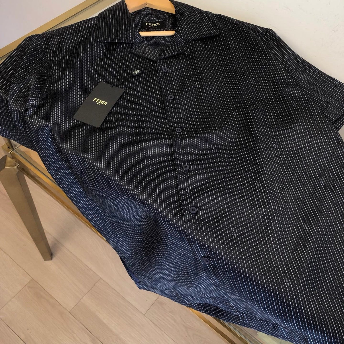 Marineblauer Cord, unifarben, Kurzarm - Herren