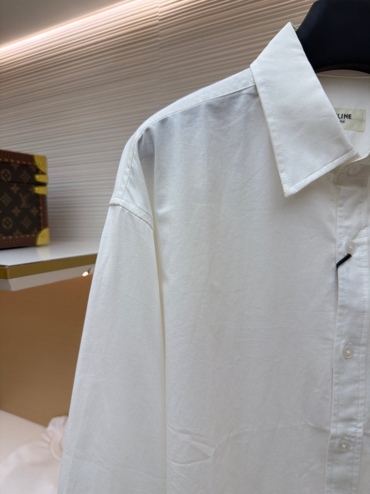 Weißes schlichtes Langarmshirt aus Baumwolle – Herren