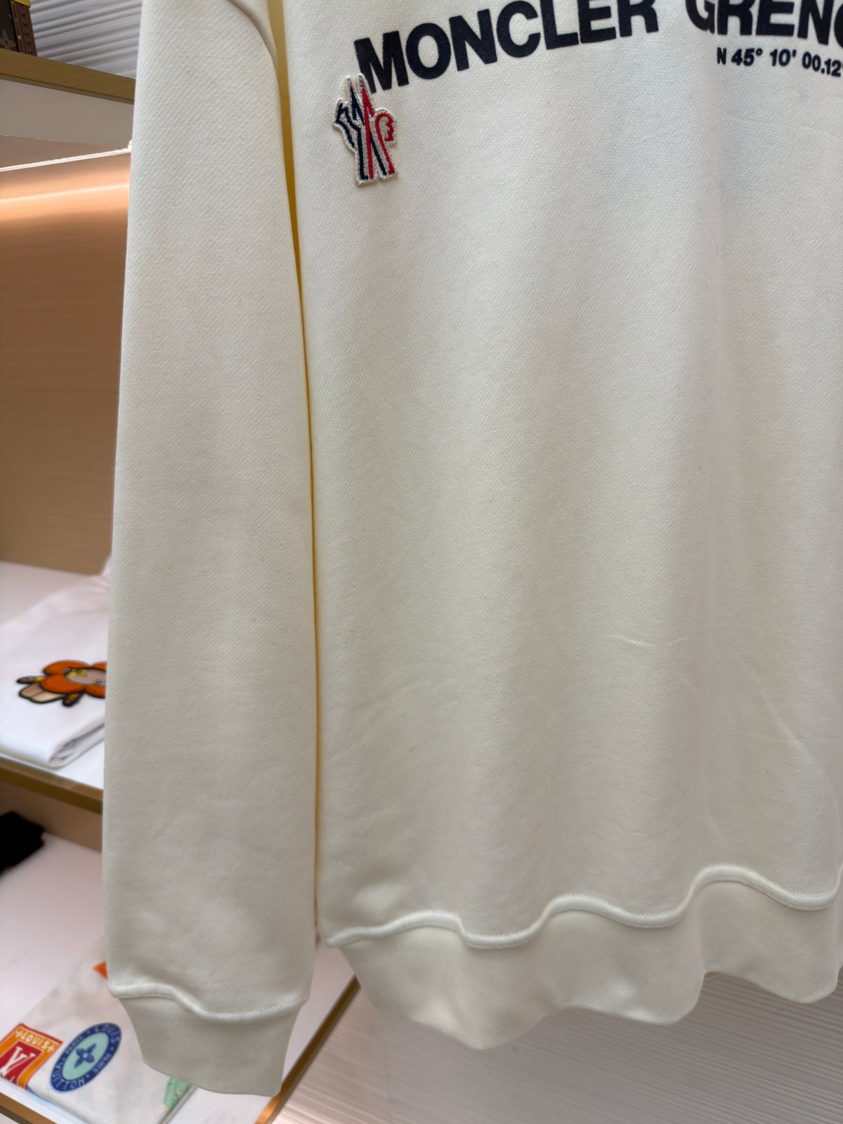 Cremefarbener Pullover mit Text-Logo aus Baumwolle – Herren