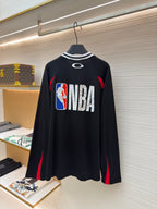 Marineblaues Jersey-Shirt mit Zahlen und langen Ärmeln – Herren