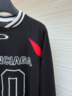 Marineblaues Jersey-Shirt mit Zahlen und langen Ärmeln – Herren