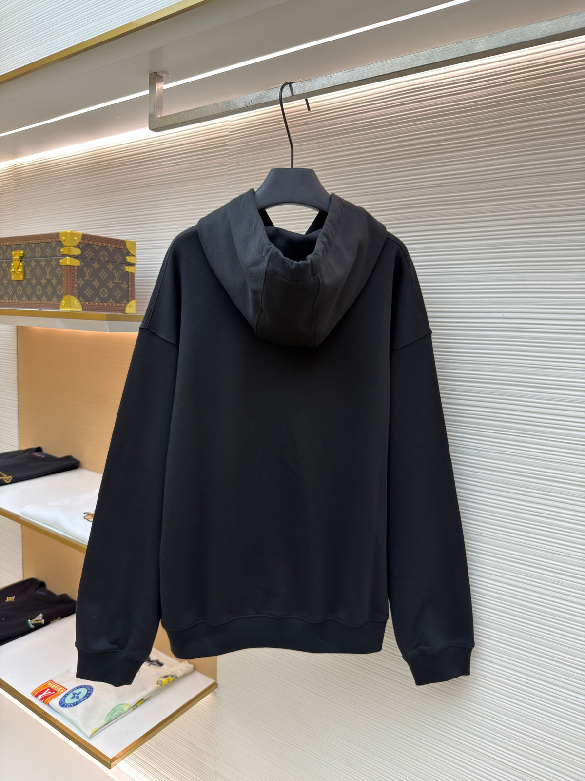 Black Cotton Plain Pullover - Men's