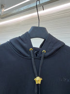 Black Cotton Plain Pullover - Men's
