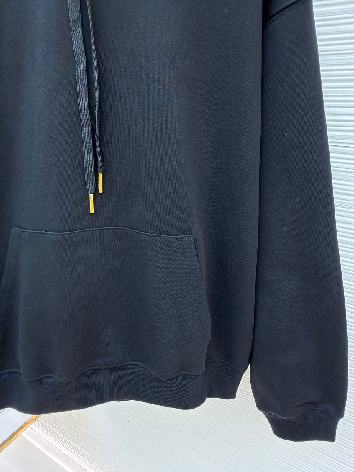 Black Cotton Plain Pullover - Men's