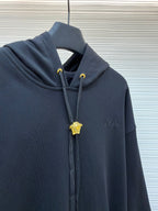 Black Cotton Plain Pullover - Men's