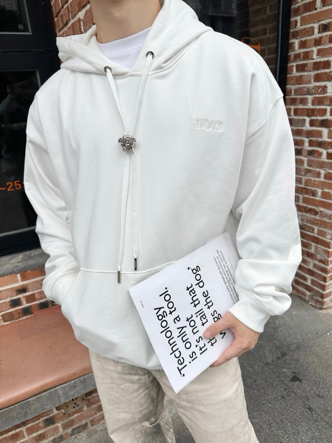 Black Cotton Plain Pullover - Men's