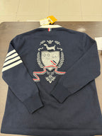 Marineblaue Strickjacke mit Kontrastbesatz – Herren