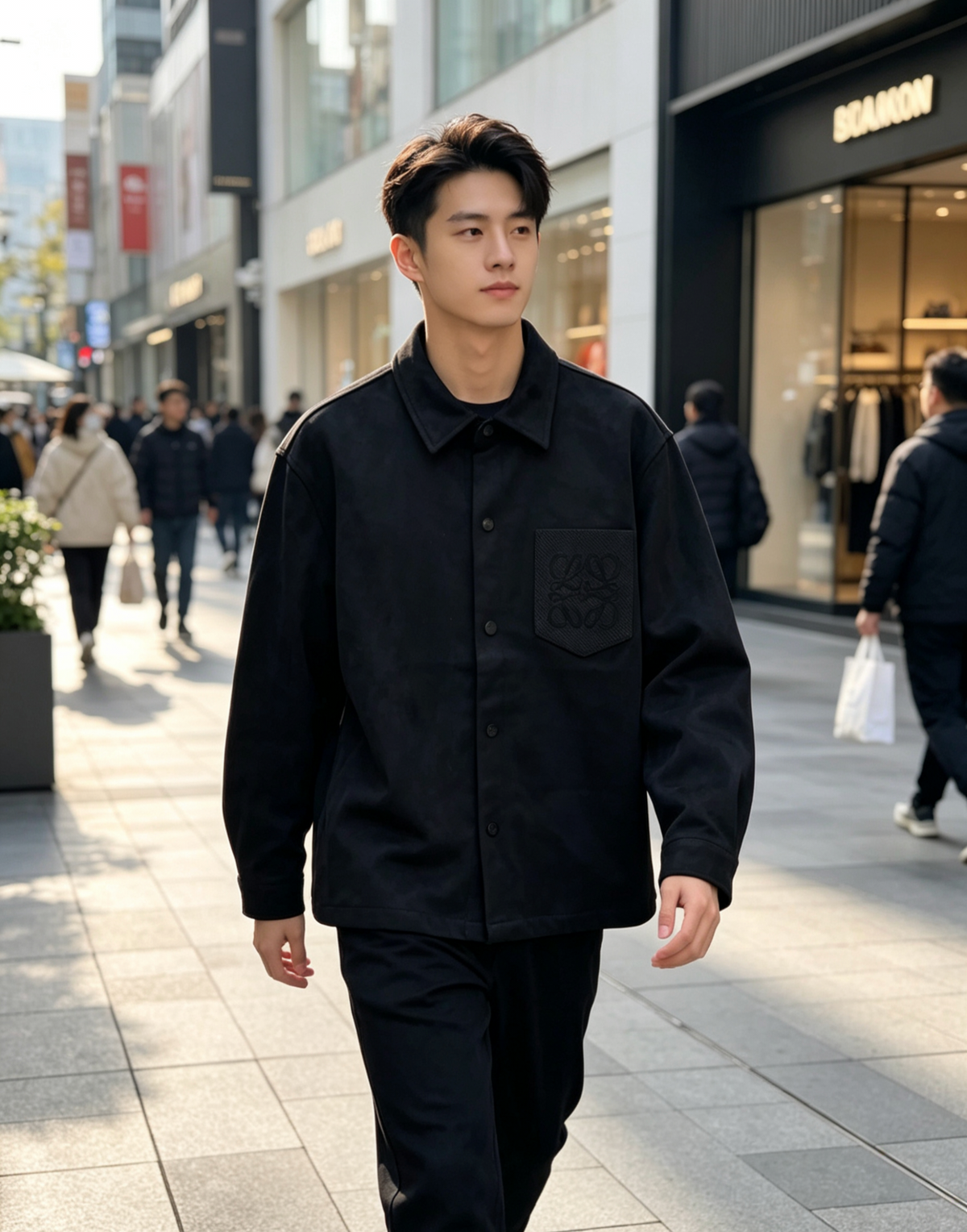 Graues Overshirt aus Baumwolle mit Taschen - Herren