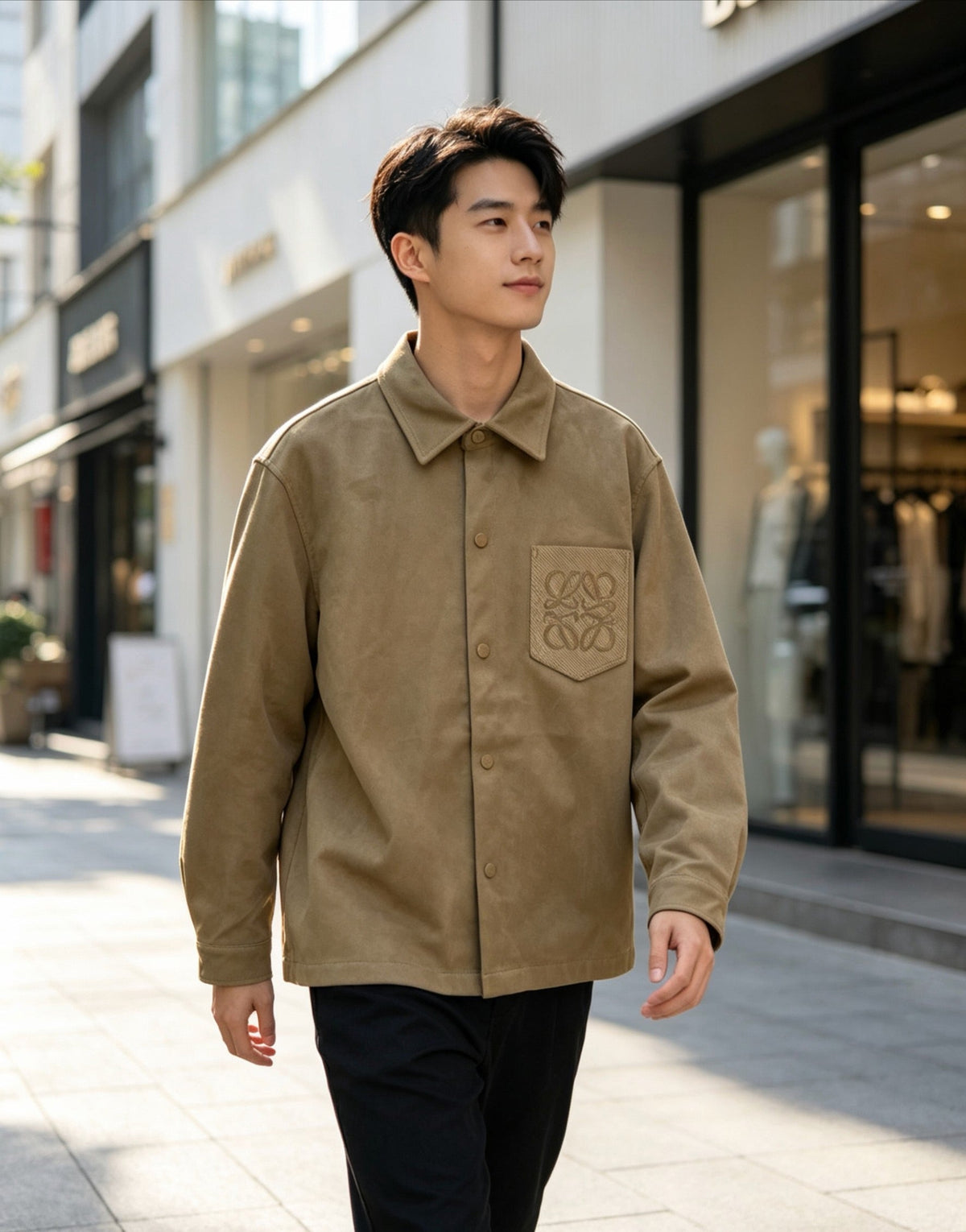 Graues Overshirt aus Baumwolle mit Taschen - Herren