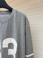 Marineblaues Langarm-Jersey-Shirt mit Zahlenmuster – Herren