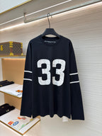 Marineblaues Langarm-Jersey-Shirt mit Zahlenmuster – Herren