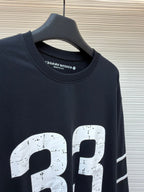Marineblaues Langarm-Jersey-Shirt mit Zahlenmuster – Herren