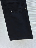 Cargohose für Damen aus schwarzer Baumwolle mit Nieten