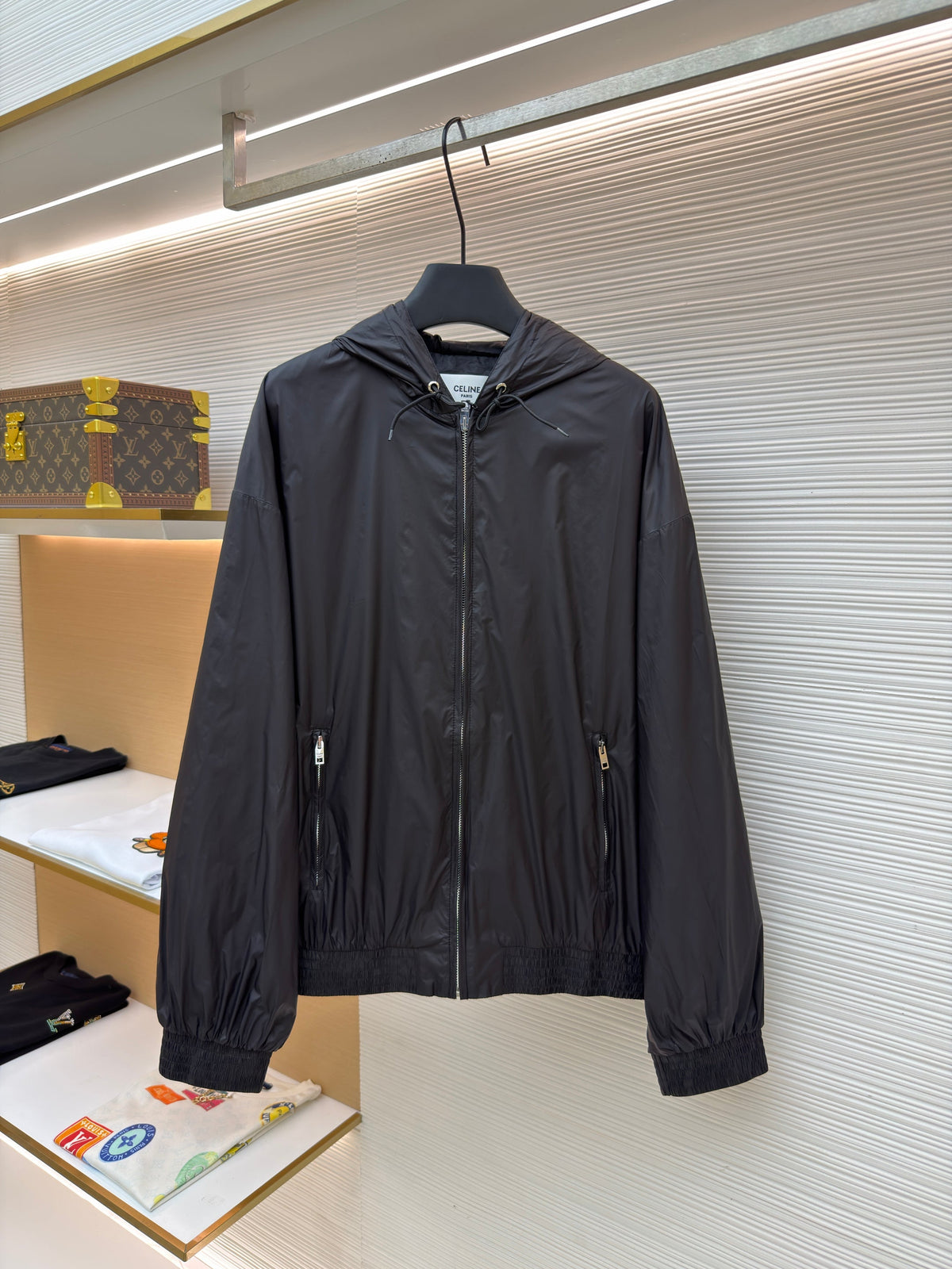Schwarze Bomberjacke aus Nylon (glatt) – Herren