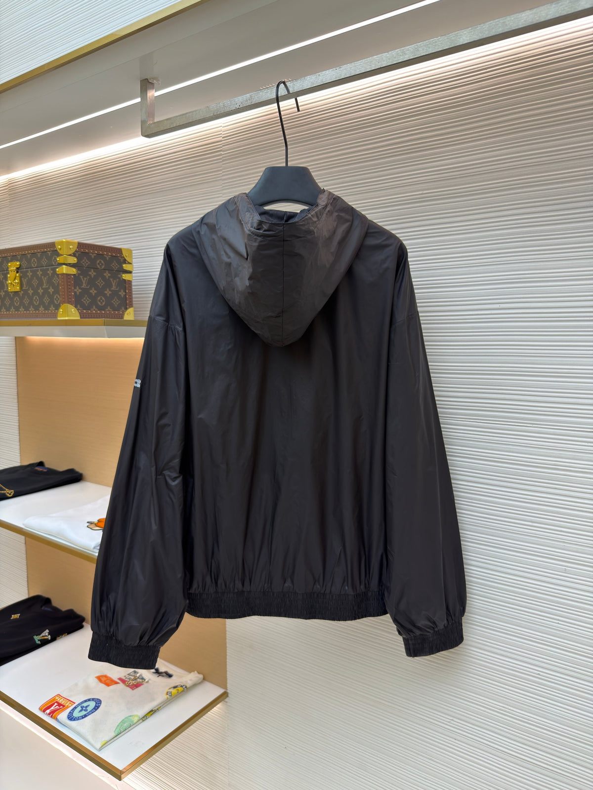 Schwarze Bomberjacke aus Nylon (glatt) – Herren