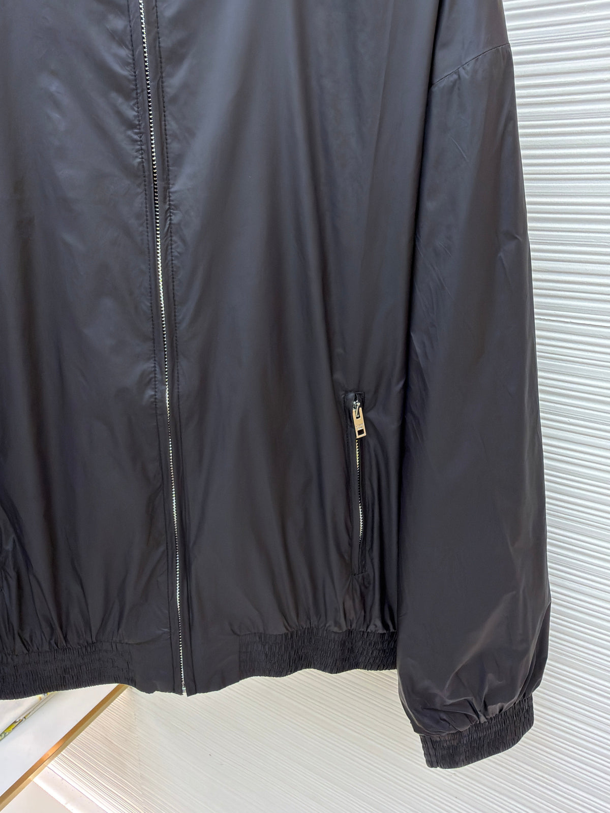 Schwarze Bomberjacke aus Nylon (glatt) – Herren