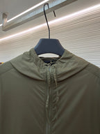 Schwarze Nylon-Patch-Kapuzenjacke – Herren