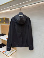 Schwarze Nylon-Patch-Kapuzenjacke – Herren