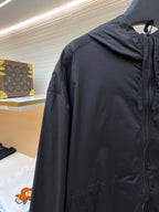 Schwarze Nylon-Patch-Kapuzenjacke – Herren