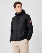 Schwarze Nylon-Patch-Kapuzenjacke – Herren