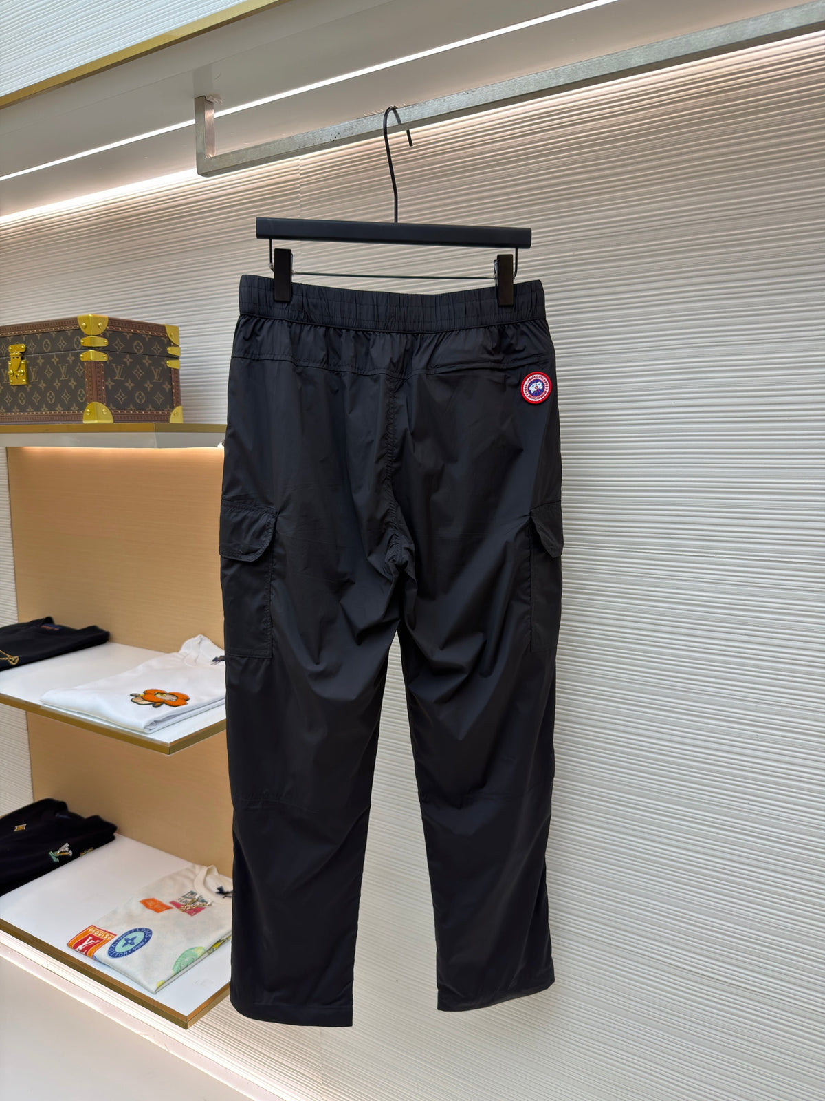 Black Cotton Plain Cargo - Men's