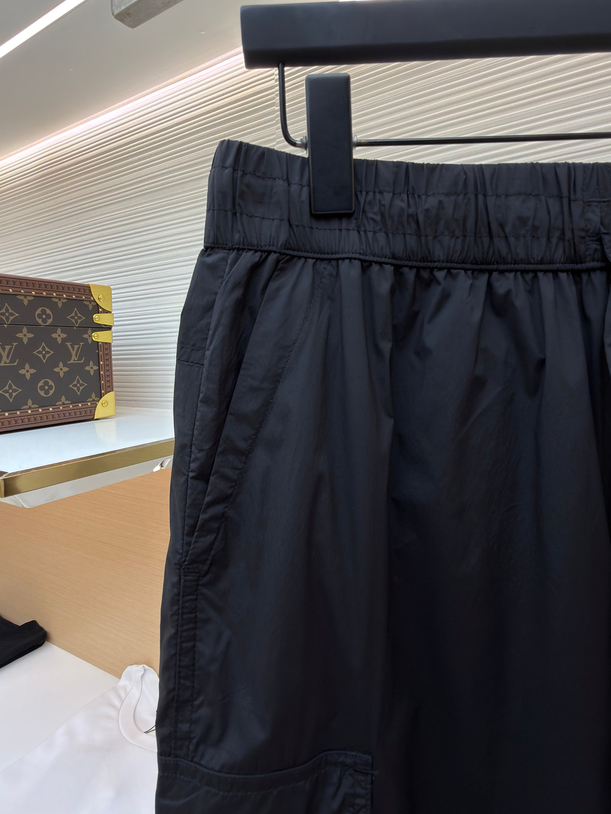 Black Cotton Plain Cargo - Men's