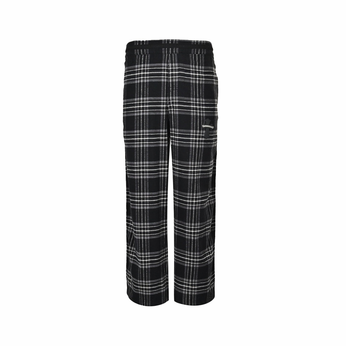 Black Wool Check Straight - Men's