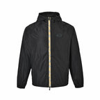 Schwarz Nylon Kapuzenjacke mit Kontrastkordel – Herren