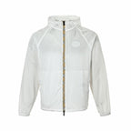 Schwarz Nylon Kapuzenjacke mit Kontrastkordel – Herren
