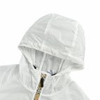 Schwarz Nylon Kapuzenjacke mit Kontrastkordel – Herren