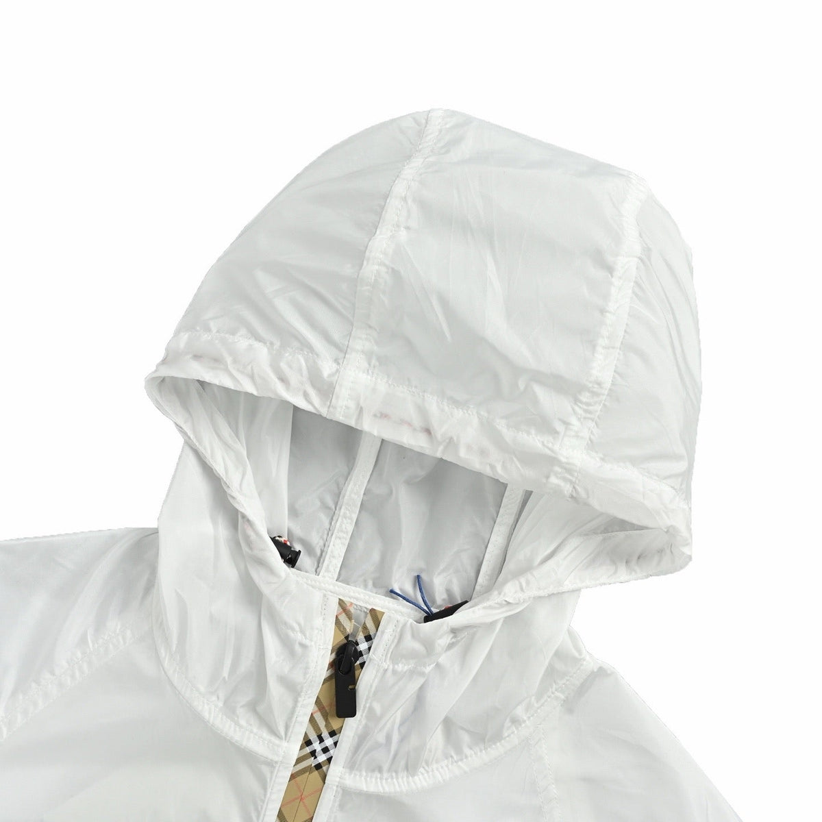 Schwarz Nylon Kapuzenjacke mit Kontrastkordel – Herren