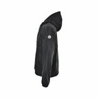 Schwarze Nylon-Kapuzenjacke mit farblich abgesetztem Reißverschluss – Herren