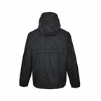 Schwarze Nylon-Kapuzenjacke mit farblich abgesetztem Reißverschluss – Herren