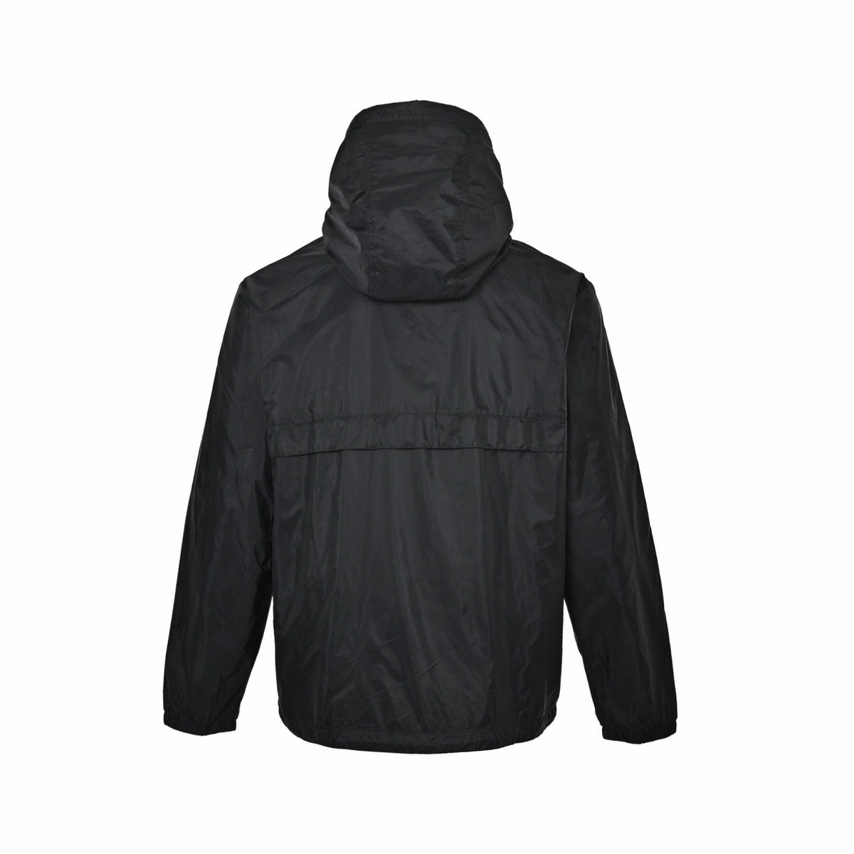 Schwarze Nylon-Kapuzenjacke mit farblich abgesetztem Reißverschluss – Herren