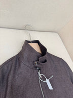 Grey Nylon Stand Collar Blouson - Men's