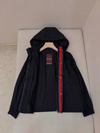 Schwarz Nylon Uni Kapuze - Herren