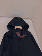 Schwarz Nylon Uni Kapuze - Herren