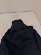 Schwarz Nylon Uni Kapuze - Herren